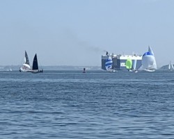 Regatta in Narragansett Bay - fun staying out of the path of ship full of cars going to Quonset